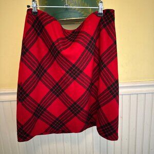 Red & Black Plaid Talbots Skirt Size 10 Wool Blend